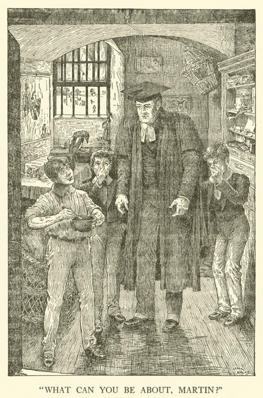 Illustration för Tom Browns skoldagar (gravyr) av Louis John Rhead