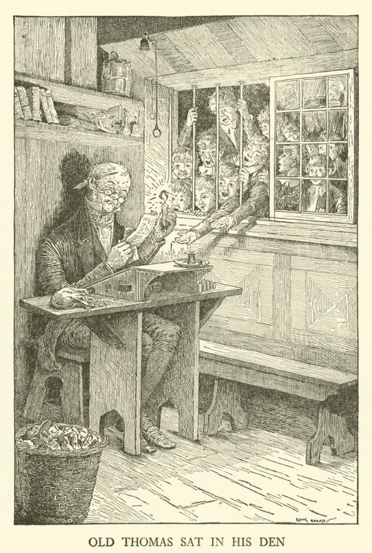 Illustration för Tom Browns skoldagar (gravyr) av Louis John Rhead