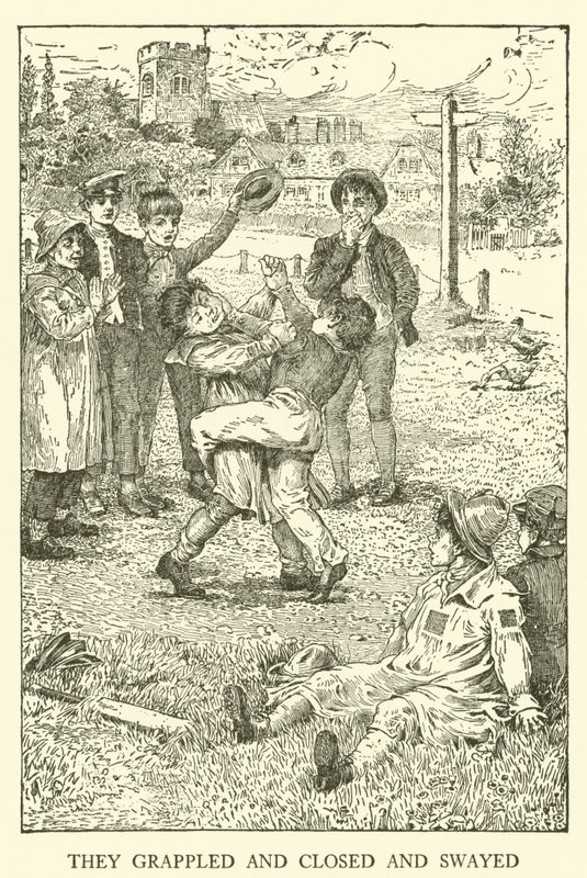 Illustration för Tom Browns skoldagar (gravyr) av Louis John Rhead