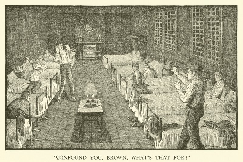 Illustration för Tom Browns skoldagar (gravyr) av Louis John Rhead