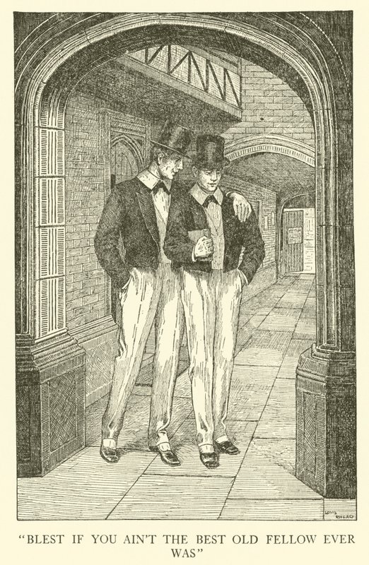 Illustration för Tom Browns skoldagar (gravyr) av Louis John Rhead