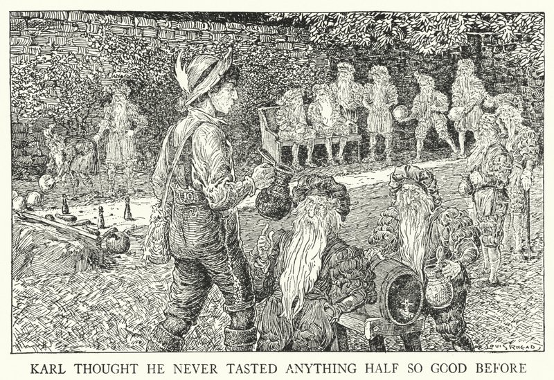 Karl trodde att han aldrig smakat något halvt så gott förut (litho) av Louis John Rhead