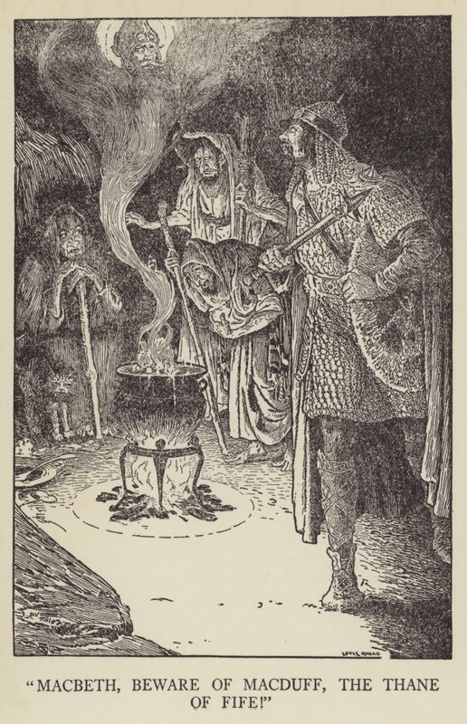 Macbeth, akta dig för Macduff, Thane of Fife! av Louis John Rhead