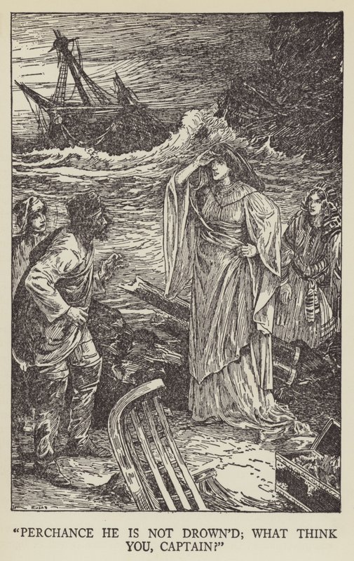 Kanske är han inte drunknad; vad tycker du, kapten? av Louis John Rhead