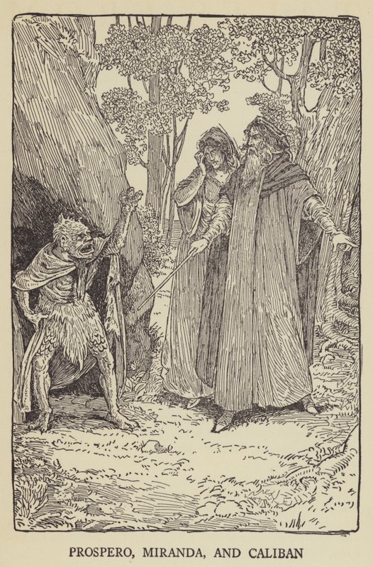 Prospero, Miranda och Caliban av Louis John Rhead