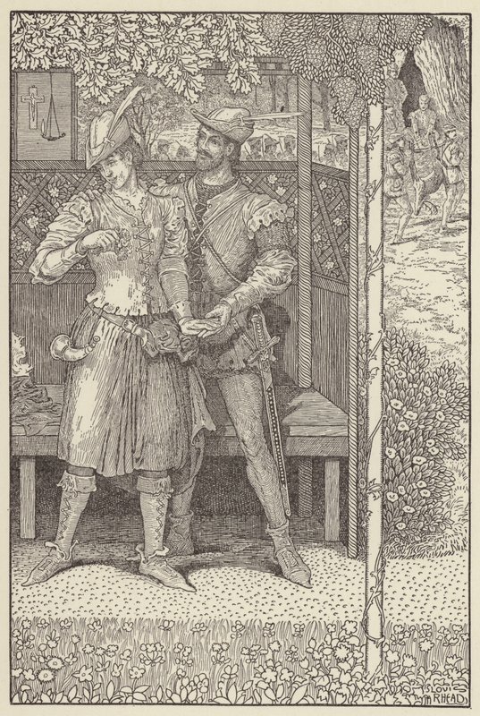 Robin Hood och Marian i deras tak av Louis John Rhead