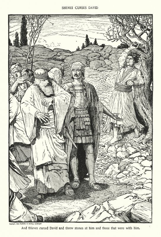 Shimei förbannar David (litografi) av Louis John Rhead