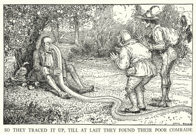 Så de spårade upp det, tills de äntligen hittade sin stackars kamrat (litho) av Louis John Rhead