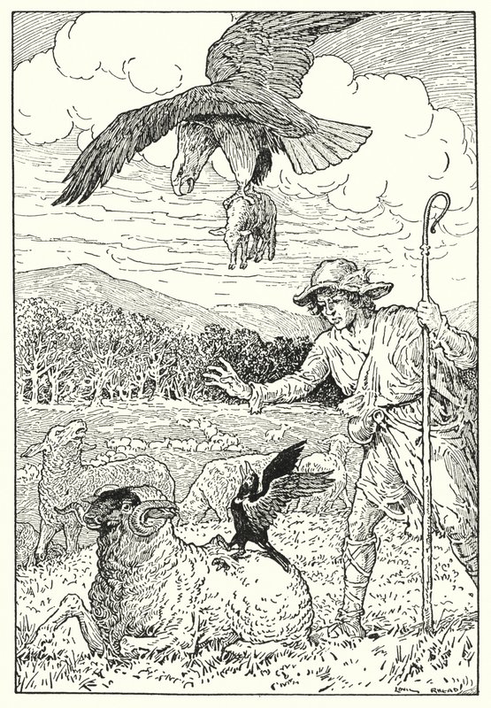 Örnen och kajan (litografi) av Louis John Rhead