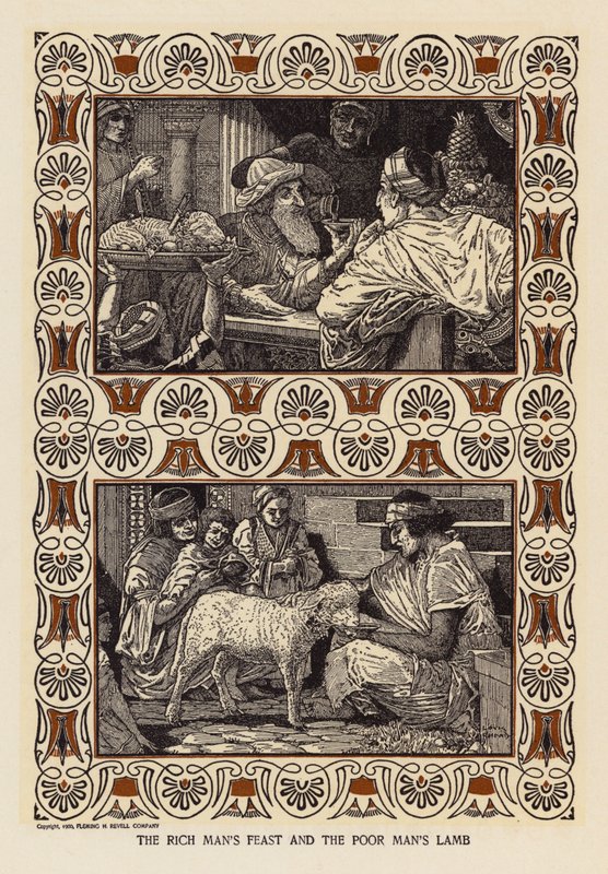 Den rike mannens festmåltid och den fattige mannens lamm (litografi) av Louis John Rhead