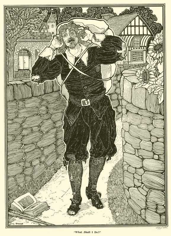 Vad ska jag göra? (gravyr) av Louis John Rhead
