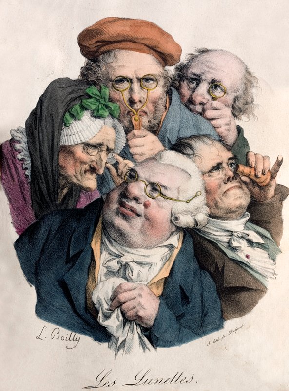 Glasögon (lito i färg) av Louis Leopold (after) Boilly
