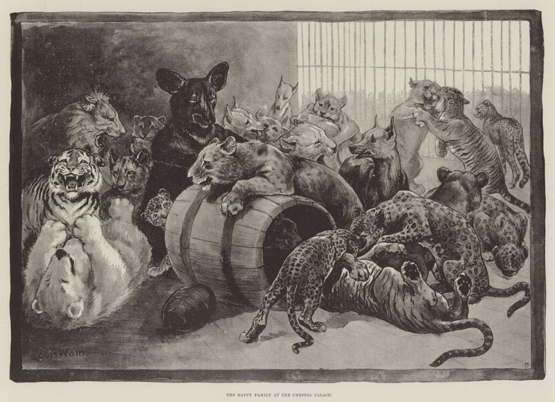 Den lyckliga familjen på Crystal Palace av Louis Wain