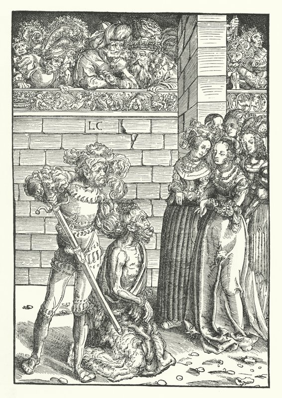 Halshuggningen av Johannes Döparen (gravyr) av Lucas the Elder (after) Cranach
