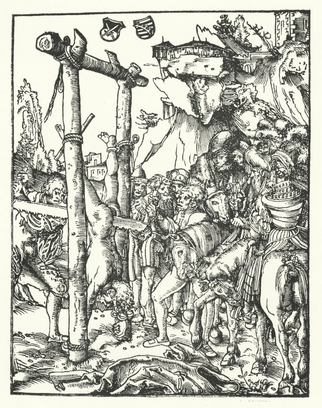 Simon, från de tolv apostlarnas martyrskap av Lucas the Elder Cranach