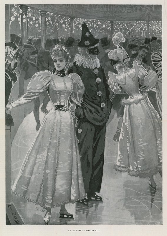 Iskarneval i Niagara Hall, Westminster London (litografi) av Lucien Davis