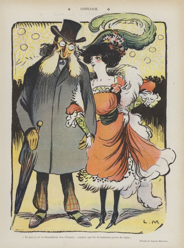Förtroende. Illustration för Le Rire av Lucien Metivet