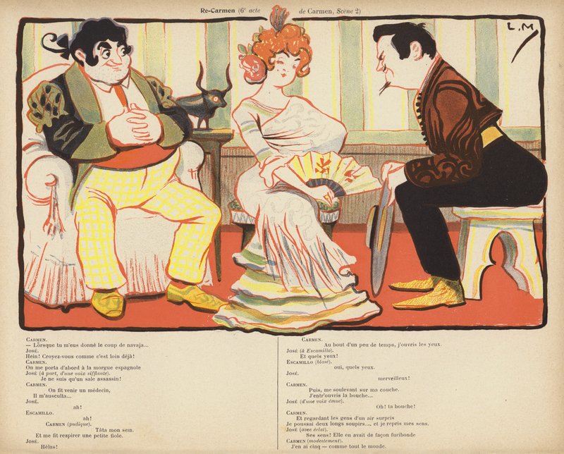 Re-Carmen (färg litho) av Lucien Metivet