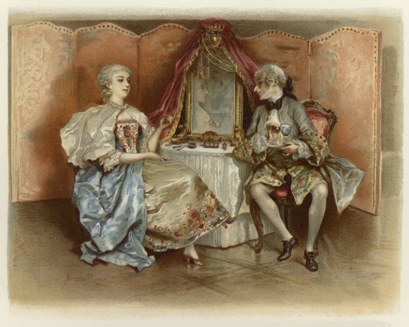 Illustration till The School for Scandal (chromolitho) av Lucius Rossi