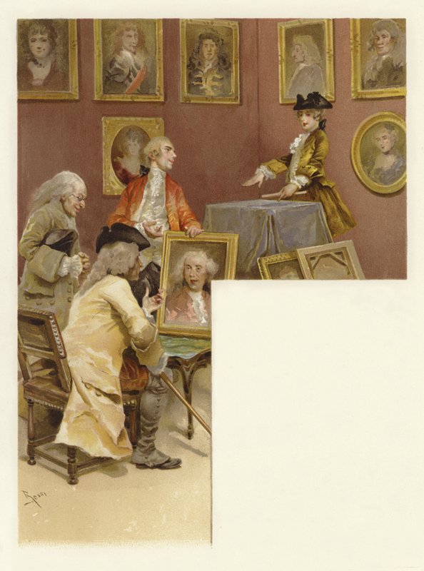 Illustration till The School for Scandal (chromolitho) av Lucius Rossi