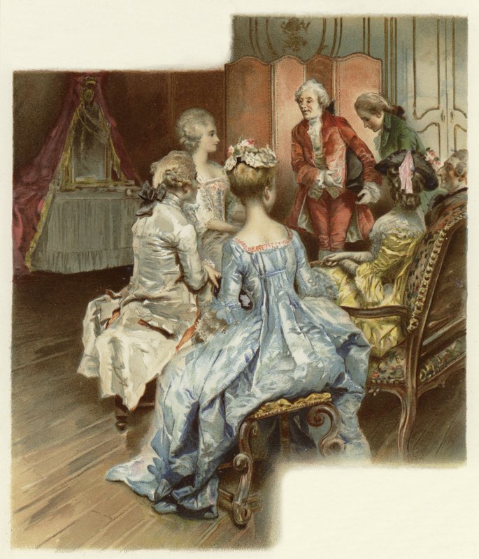 Illustration till The School for Scandal (chromolitho) av Lucius Rossi