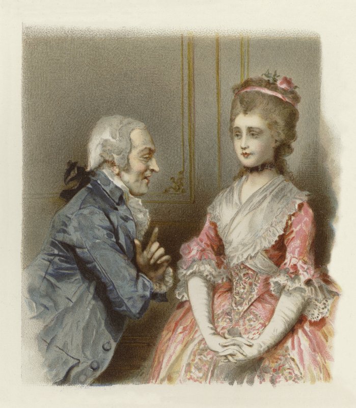 Illustration till The School for Scandal (chromolitho) av Lucius Rossi
