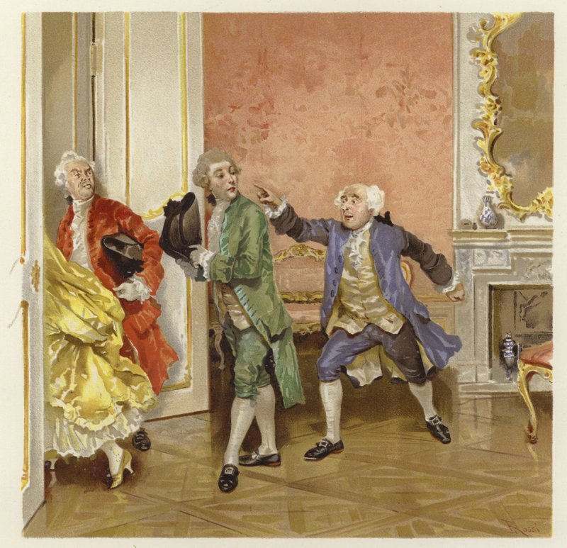 Illustration till The School for Scandal (kromolit) av Lucius Rossi