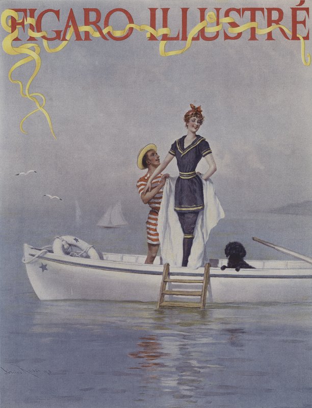 Fullt vatten till sjöss. Omslag av Le Figaro Illustre, augusti 1894 av Lucius Rossi