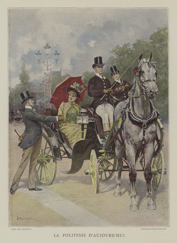 Dagens artighet (färg litho) av Ludovico (after) Marchetti