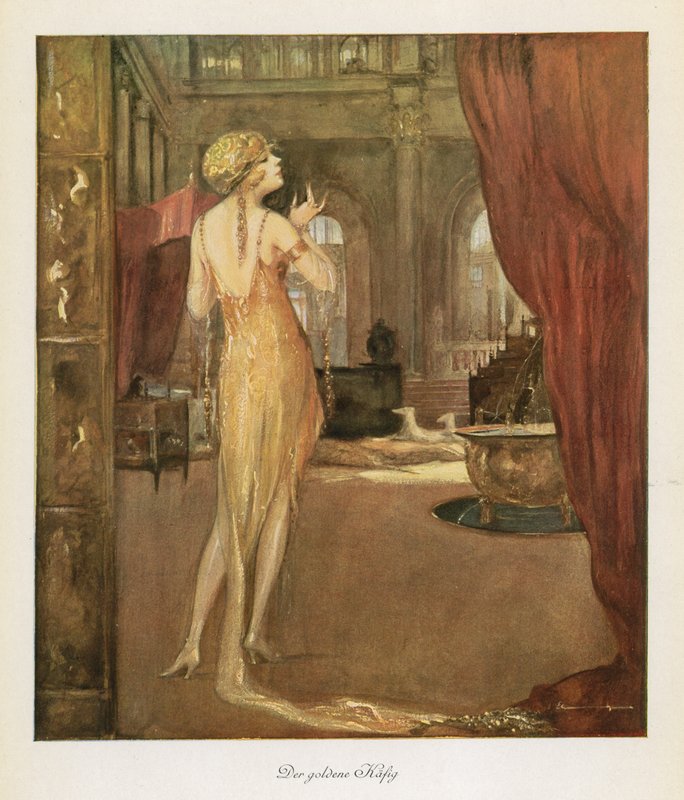 Den gyllene buren (färg litho) av Ludwig Lutz Ehrenberger