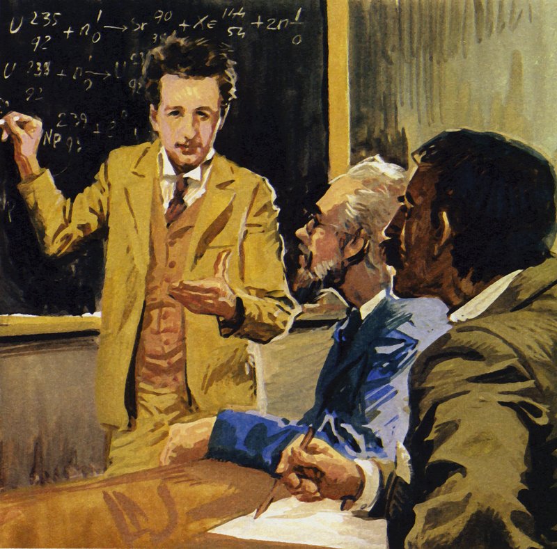 Albert Einstein tog examen i matematik och fysik (färglitografi) av Luis Arcas Brauner