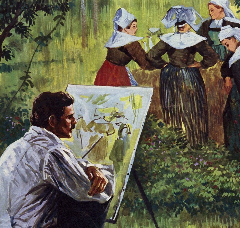 Cezanne inspirerade honom att måla färgstarka bretonska landskap (färglitografi) av Luis Arcas Brauner