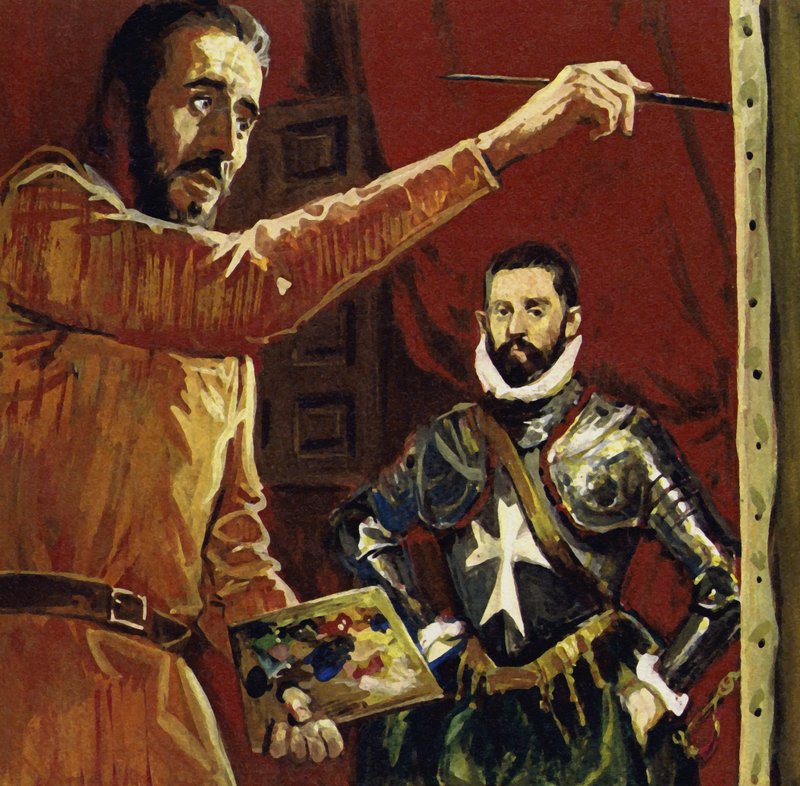 El Greco-målning Vincentio Anastagi på Malta (färglitografi) av Luis Arcas Brauner