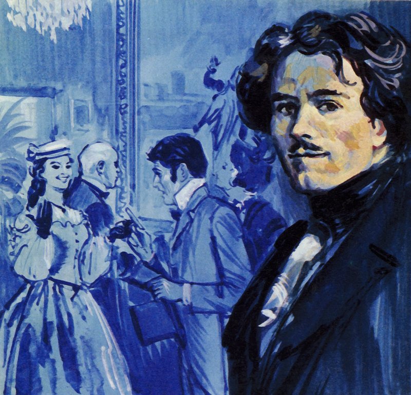 Eugene Delacroix skickade in sin målning och den väckte sensation i Paris (färglitografi) av Luis Arcas Brauner