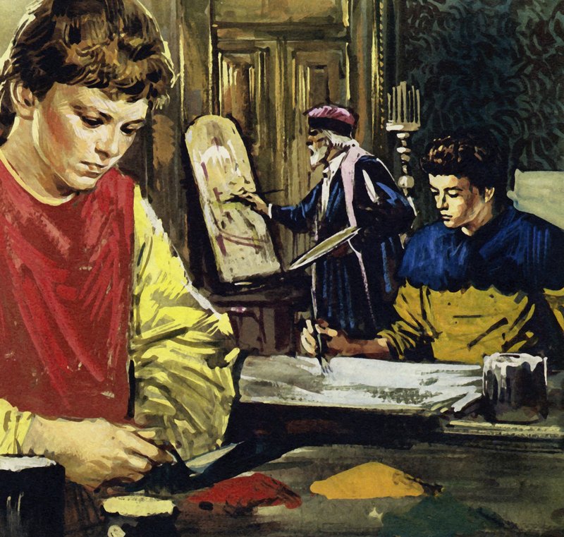 Jan och hans bror Herbert Van Eyck började sitt liv som lärlingar hos en lokal målare (färglitografi) av Luis Arcas Brauner