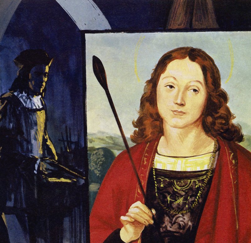 Raphael började få egna uppdrag (färglitografi) av Luis Arcas Brauner