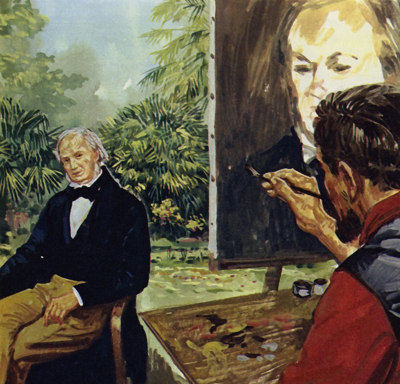 Renoir målar ett porträtt av Richard Wgner (färglitografi) av Luis Arcas Brauner