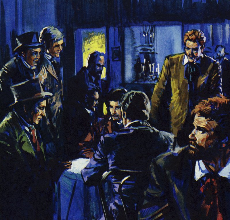Café Guerbois blev mötesplatsen för Renoirs vänner (färglitografi) av Luis Arcas Brauner