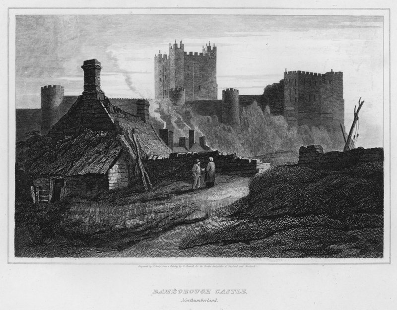 Bamborough Castle, Northumberland (gravyr) av Luke (after) Clennell