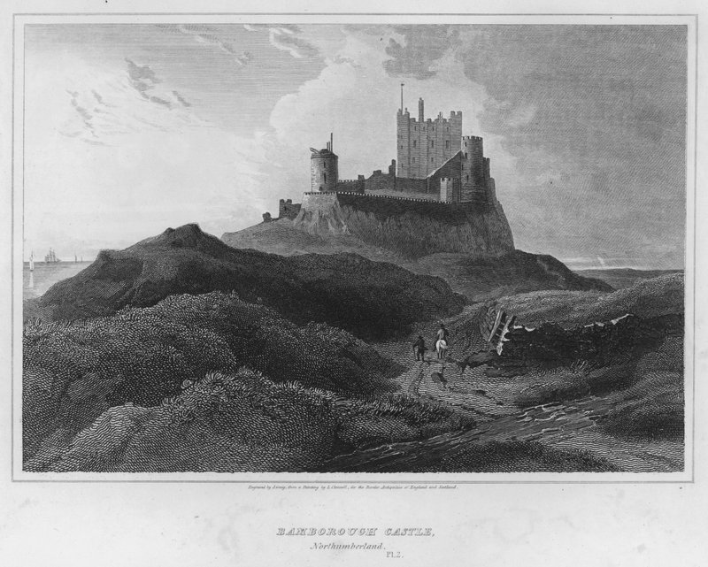 Bamborough Castle, Northumberland (gravyr) av Luke (after) Clennell