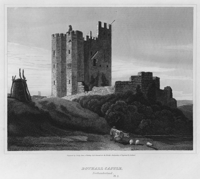 Bothall Castle, Northumberland (gravyr) av Luke (after) Clennell