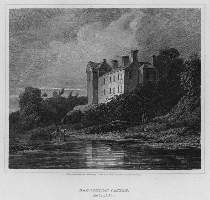 Branxholm Castle, Roxburghshire (gravyr) av Luke (after) Clennell
