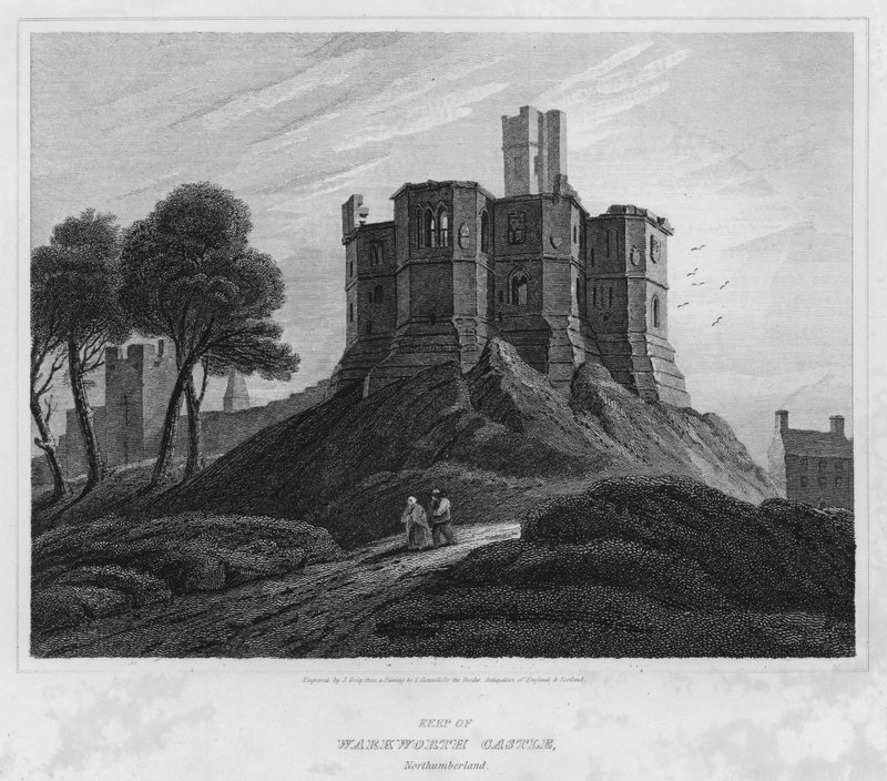 Keep of Warkworth Castle, Northumberland (gravyr) av Luke (after) Clennell