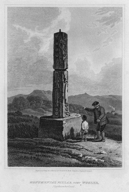Monumental Pillar, nära Wooler, Northumberland (gravyr) av Luke (after) Clennell