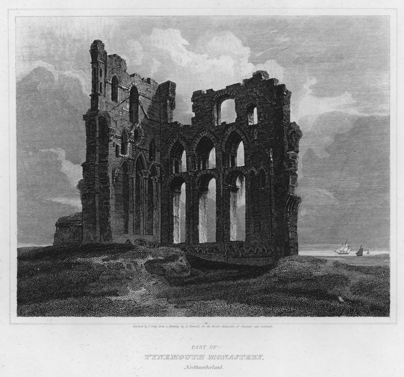 Del av Tynemouth Monastery, Northumberland (gravyr) av Luke (after) Clennell