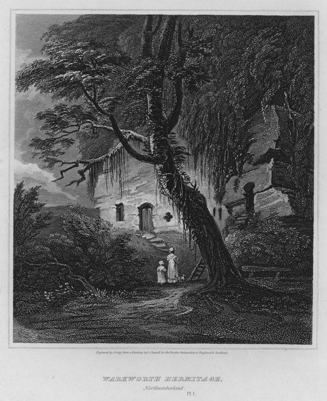Warkworth Hermitage, Northumberland (gravyr) av Luke (after) Clennell