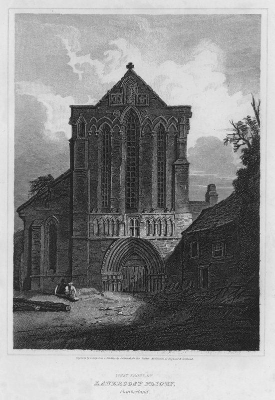 West Front of Lanercost Priory, Cumberland (gravyr) av Luke (after) Clennell