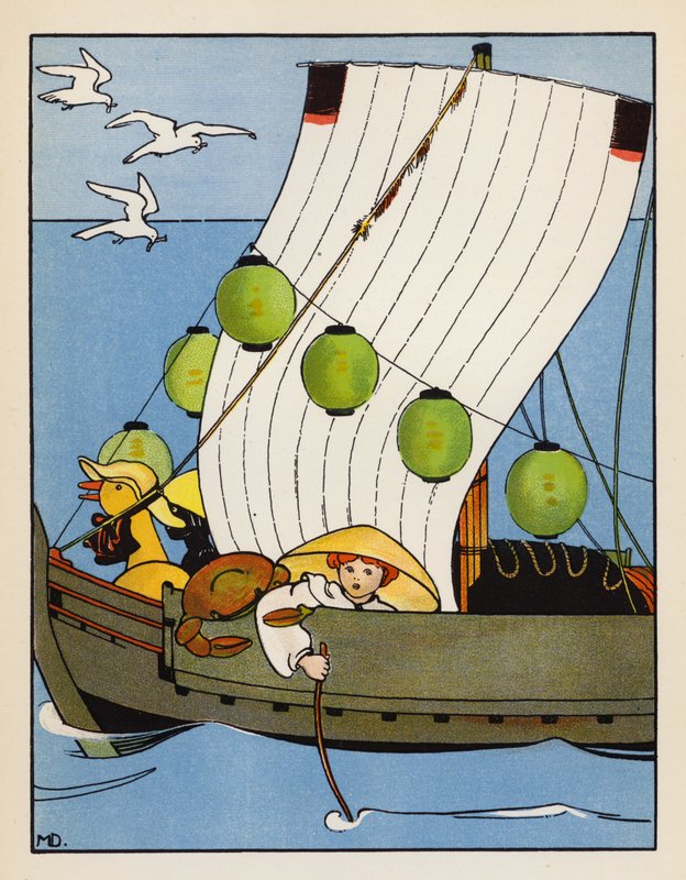 "Ra-ther!" sa krabban" (färglitografi) av Mabel Dearmer
