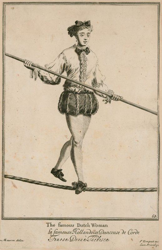Bartholomew Fair, London: Den berömda holländska kvinnan 1687 av Marcellus the Elder Laroon