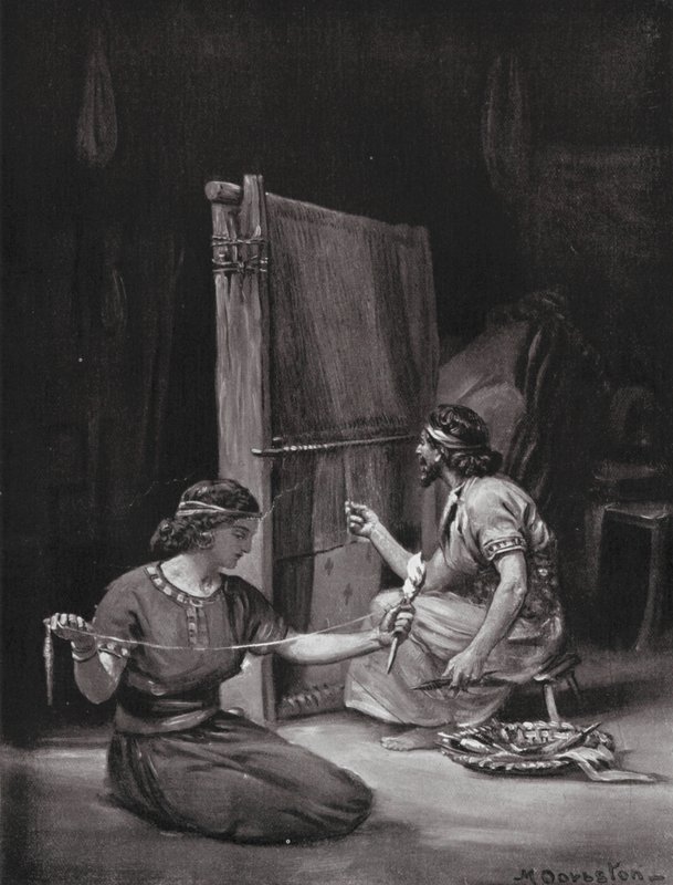 En babylonisk vävstol (litografi) av Margaret (after) Dovaston